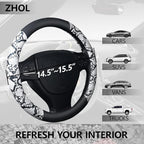 ZHOL Snake Skin Steering Wheel Cover, Universal 14.5-15 inch Breathable Microfiber Leather Anti-Slip Car Steering Wheel Prote