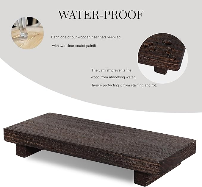 zoocatia Small Wood Tray Pedestal Stand Farmhouse Bathroom Decor Decorative Wooden Riser Kitchen Soap Dish Holder for Vanity,