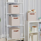 Temary 11x11 Storage Cubes Fabric Storage Cubes Storage Bins with Dual Leather Handles Canvas Storage Boxes for Organizing Ho