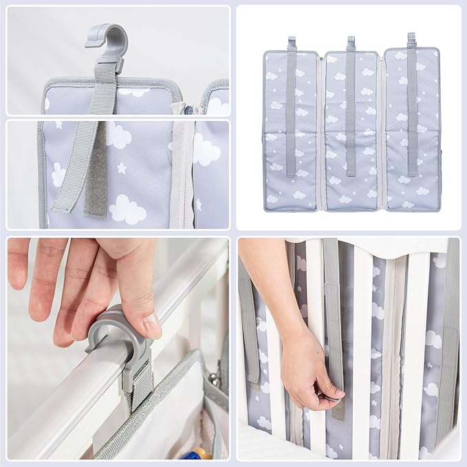 Orzbow 3-in-1 Hanging Diaper Caddy Organizer for Changing Table, Nursery Organization and Diaper Stacker for Crib Wall, Remov