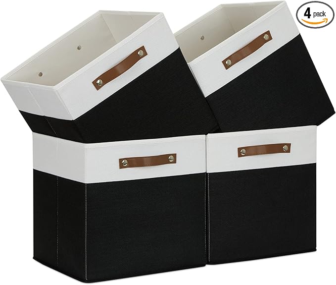 Temary Fabric Storage Bin 4 Pack Cube Storage Bin for Shelf Fabric Cube Storage Basket 13 Inch Cube Storage Bins Foldable Sto