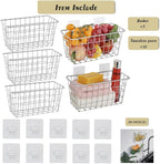 JUNCHU CHERRY 5 Pack Hanging Storage Basket, Bathroom Basket, Household Goods, with Traceless Tape, no Drilling, for Cabinet 