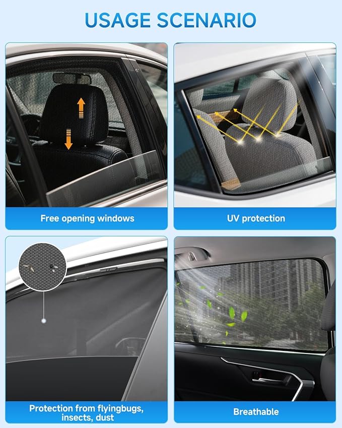 Car Window Shades for Mazda CX-5 (2017–2023), 2-Pack Rear Window Sun Shades for Baby – Breathable Mesh, UV & Heat Blocker, Privacy Protection for Camping, Travel, Sleep & Nursing