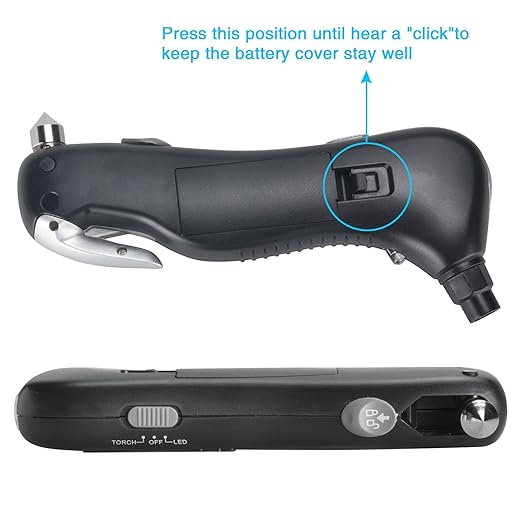 Digital Tire Pressure Gauge 150 PSI – 5-in-1 Emergency Tool for Cars, Trucks & Bikes – Includes Seatbelt Cutter, Window Breaker, LED Flashlight & Red Safety Light - 1 Pack