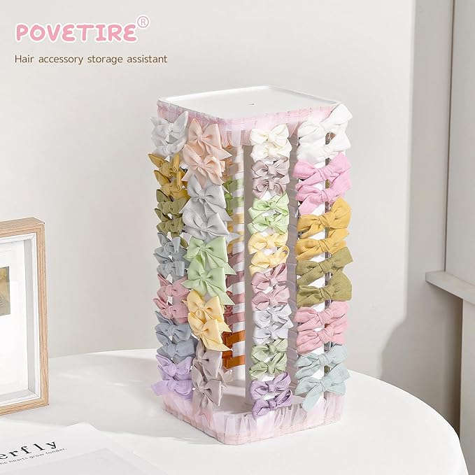 POVETIRE Bow Holder for Girls Hair Bows,Pink Hair Bow Organizer, Hair Clips Stand Hair Accessories Rack Display Decors Baby N