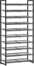 Shoe Rack, 10-Tier Metal Shoe Organizer, Tall Shoe Rack for Closet,entryway,Garage, with Adjustable Flat or Angled Shelves, 4