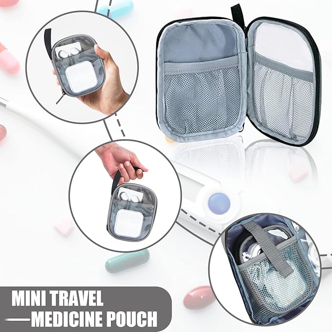 GDNasist Medicine Storage Bag, Medical Bag Pill Bottle Organizer for Emergency, Medicine Box Empty with Small Portable Pouch,