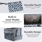 Extra Large Utility Tote Bag - Oversized Collapsible Tote with Wire Frame, Durable Reusable for Beach, Groceries, Laundry, Car Trunk, Storage and Travel - Includes 5x7 Bag with Hook - Geo Navy