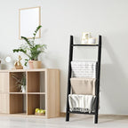 HONEST OUTFITTERS Blanket Ladders for The Living Room, 5-Tier Blanket Holder, Wall-Leaning Blanket Rack, Ladder Shelves, Wood