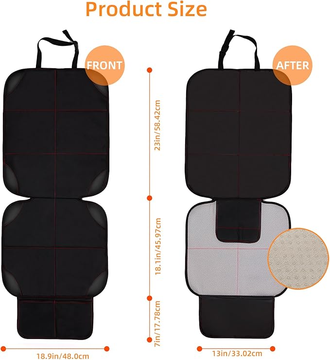 SMART ELF Car Seat Protector, Large Auto Protector for Child Seats with Thickest Padding and Non-Slip Backing Mesh Pockets fo