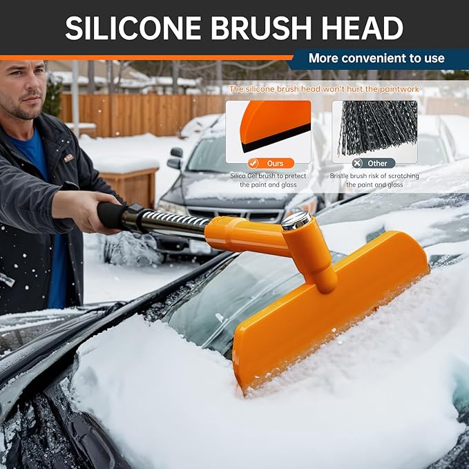 REALYOU 49.2" Snow Brush & Ice Scraper for Car Windshield, Upgraded Extendable Snow Brush with 360° Pivoting Brush Head and Foam Grip for Car Auto Truck SUV