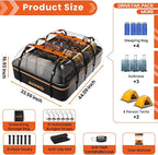 AUXKO 15 Cu.Ft Waterproof Rooftop Cargo Carrier for Cars/SUVs/Trucks, Foldable Soft Shell Roof Bag with Night-Reflective Strip, 6 Adjustable Bungee Straps & Door Hooks, Combination Lock, Anti-Slip Mat