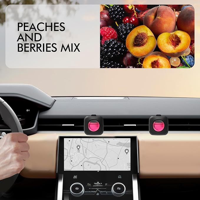 Car Air Fresheners, Peach Berry, 6-Pack, 4ml Each, Car Air Freshener vent clips, Long Lasting Air Freshener, Car Fresheners, 