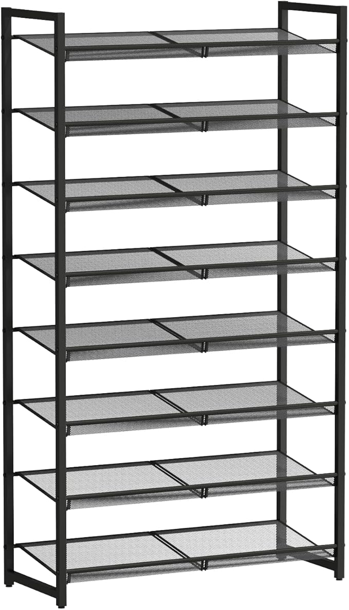 Shoe Rack, 8-Tier Metal Shoe Organizer, Tall Shoe Rack for Closet,entryway,Garage, with Adjustable Flat or Angled Shelves, 32