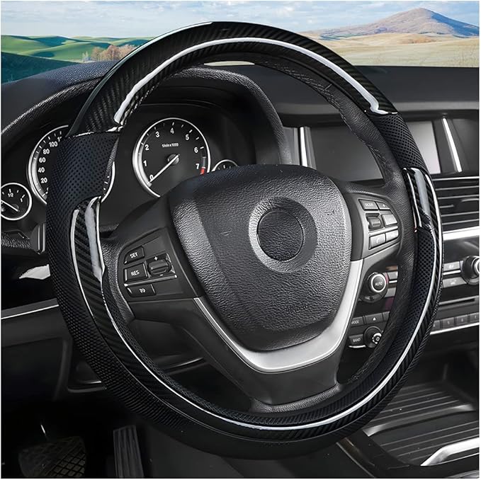 Universal Steering Wheel Cover - Microfiber Leather, 15 Inch, Anti-Slip, Breathable, Odorless Car Steering Wheel Protector, S