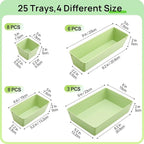 Vtopmart 25 PCS Plastic Drawer Organizers Set, 4-Size Versatile Bathroom and Vanity Drawer Organizer Trays, Storage Bins for 