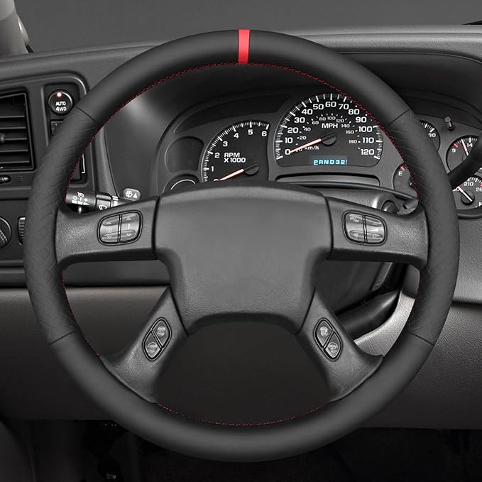 MEWANT Steering Wheel Cover for Chevy Silverado 1500/2500 / 3500 2003-2006 / Silverado 1500 2500HD 3500 Classic/Trailblazer Hand-Stitched Microfiber Leather Steering Wheel Wrap