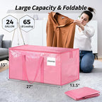 8 Pack Extra Large Heavy Duty Moving Bags, Pink Storage Bins with Lids, Reinforced Handles & Heavy-Duty Zippers Moving Boxes 