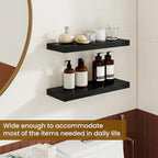 Dreamland Floating Shelves, 20Inch Rustic Wooden Black Wall Shelves for Bathroom|Bedroom|Kitchen, Deep Wall Mounted Book Shel