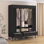 Portable Closet,Garment Rack,Heavy Duty Clothes Rack with Cover,Wardrobe Closet with 1 Hanging Rods, 2 Storage Shelves and 3 