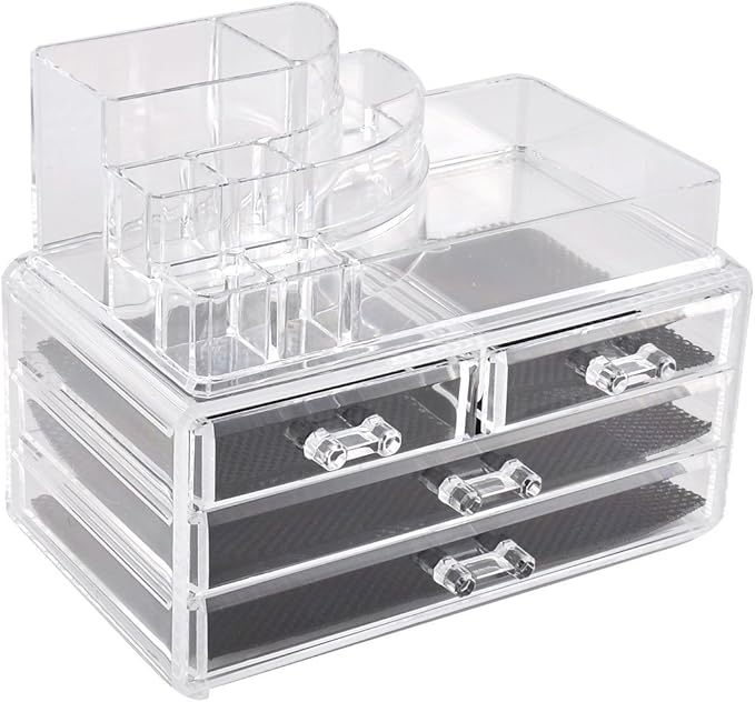 Ruilogod Acrylic Cosmetics Storage Case Display Box Jewelry Holder Organizer Set 2 in 1 (id: e39 e9b f76 1b8 295