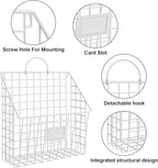 Yuzehuaza Wall File Organizer Metal Hanging File Organizer,Wall Mount File Holder, Magazine Rack and Mail Holder with Hooks f