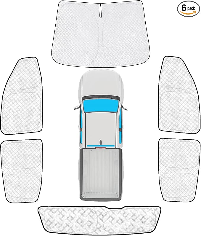 KMF 6pcs Thicken Sun Shades for Chevy Colorado 2015-2022 Accessories,Chevrolet Truck Full Car Window Covers Sunshade for Windshield Side Rear, UV Block and Blackout Privacy for Car Camping