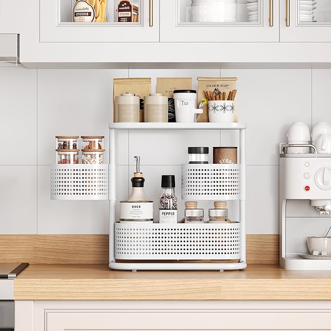 3-Tier Rotating Bathroom Counter Organizer, Vanity Tray for Makeup & Skincare, Countertop Spice Rack Storage, Space-Saving Sh