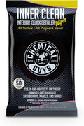 Chemical Guys InnerClean Interior Quick Detailer & Protectant Wipes – 50 Pack Multi Surface Interior Cleaner Wipes for Dashbo