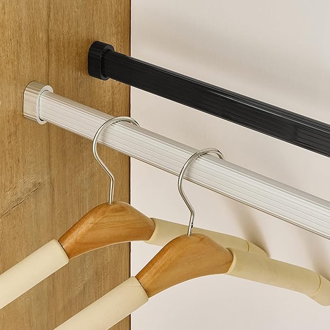 Closet Wardrobe Extender Rail Clothes Hanging Pole 16-25 Inches/ 23-39 "/ 33-59 in, Wall Mounted Tension Bar Support with Cap