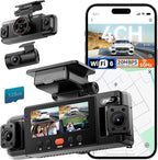 IIWEY N6 360° Dash Cam 4 Channel, 5.8G WiFi-6 (up to 20MB/s) with App, Free 128GB Card, FHD Front & Rear Inside Dash Cam for 