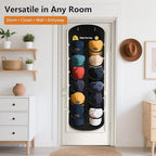 Hat Organizer for Baseball Caps, Over The Door Cap Organizer Cap Hat Holder with 12 Deep Clear Pockets, Hat Storage to Protec