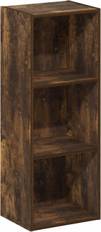 Furinno LUDER Book Shelf, 3-Cube Bookshelf, Bookcase with Open Shelves, 9.3 x 12 x 31.5, Easy Assembly, for Living Room, Bedr