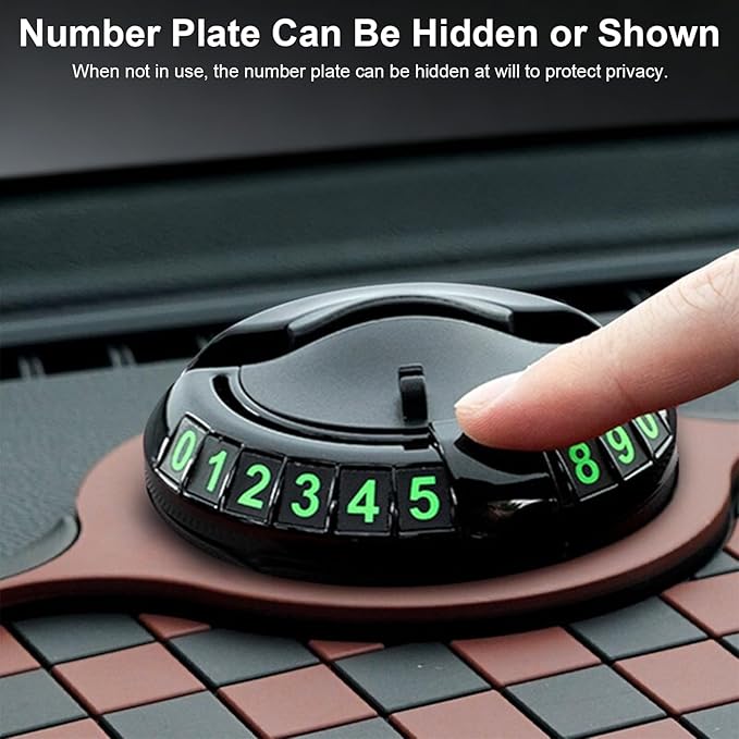 Multifunction Car Anti Slip Mat, 360° Rotatable Phone Holder Dashboard Pad with Temporary Parking Number Rotatable Car Anti S