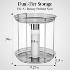 Delamu 2 Tier Rotating Makeup Organizer for Vanity, Skincare Organizer for Bathroom Counter, Spinning Perfume Organizer Cosme