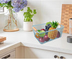 AJIODA Metal Mesh Steel Basket, Small Wire Storage Organizer Baskets Multi-function Hanging Kitchen Basket with Wood Handle f