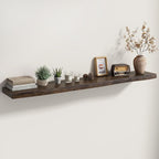 Fun Memories Floating Shelves for Wall Decor Set of 1-55 Inch Solid Elm Wood Live Edge - Rustic Walnut Wall Shelves with Invi
