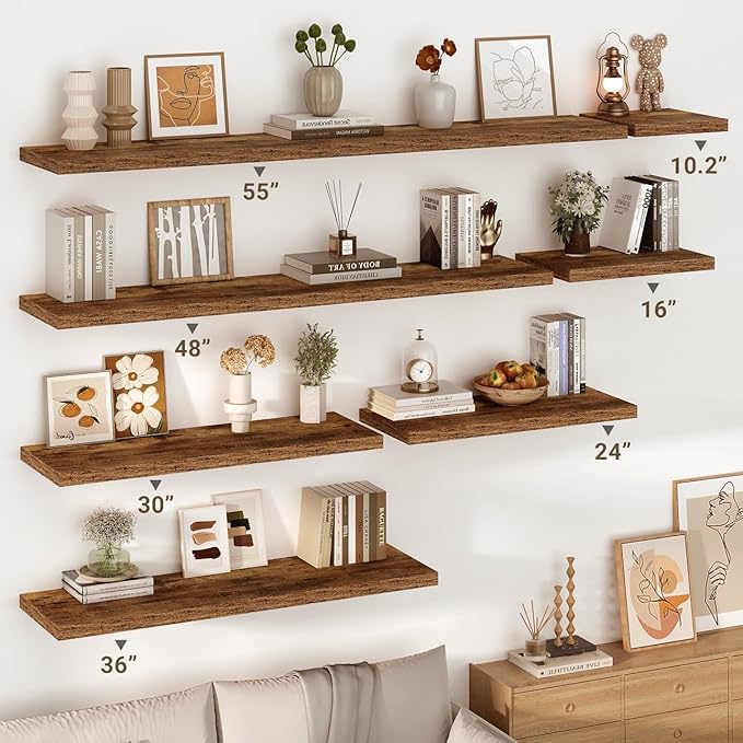 Vivelove 10 Inch Deep Floating Shelves 36 inch Long, 36 x 10 Wide Wall Shelves with Invisible Brackets, for Bedroom Bathroom 