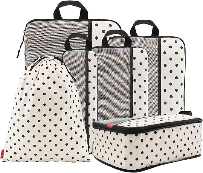 U+U 6 Set Compression Packing Cubes - Ultralight Travel Organizers with Laundry Bag, Space-Saving Suitcase Organizer, Expanda