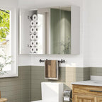 DICTAC Medicine Cabinet with Mirror & Storage - 27.6x23.6in Wall Mounted Cabinet with 3 Doors & Adjustable Shelves for Bathro