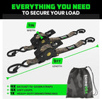Rhino USA x Realtree Retractable Ratchet Straps (4PK) 1"x 9' (1,209lb Break Strength)- Heavy Duty Auto Self Retracting Tie Down Straps for Truck, Cargo Trailer, Motorcycle, ATV, UTV- Realtree APX Camo