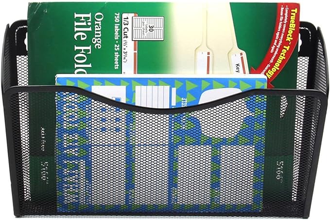 EASEPRES 3 Single Pocket Mesh Hanging File Organizer, Vertical Wall Mounted Magazine File Holder, Mount Basket Mail Paper Doc