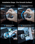 2026 Upgraded Vacuum Magnetic Car Phone Holder [89+LBS Suction/2800gf Magnet], Suction Cup Phone Mount, Ultra-Strong Magnetic Stand for Car/Mirror/Gym/Kitchen/iPhone17 16 15 14 13 12, Silver