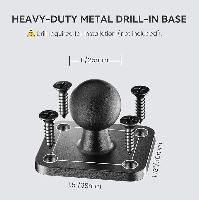 OHLPRO Tablet Mount for Truck - Heavy Duty Drill Base Tablet Holder for Car Dashboard, iPad Holder for All 5"-13" iPad Pro Samsung Galaxy Kindle fire Tablets and Car Wall etc. - 8-inch Aluminum Arm