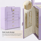 AKOZLIN Large Jewelry Box Organizer Functional with Big Mirror, Leather Jewelry Storage Case for Women Girls Ring Necklace Ea