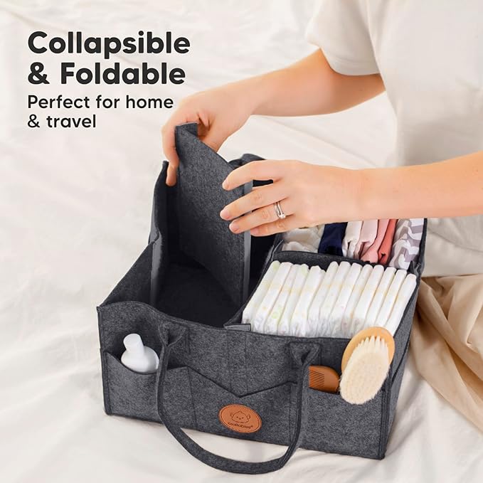 KeaBabies Baby Diaper Caddy Organizer with Handle - Portable Baby Car Organizers and Storage for Nursery, Changing Table, Lar