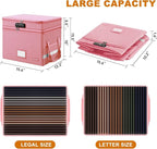 DocSafe File Box with Lock,Multi-Layer Fireproof Document Box Collapsible File Storage Organizer with Pockets/Handle,Large Po