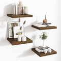 Fun Memories Square Floating Shelves for Wall - 12 Inch Deep Floating Shelves with Invisible Brackets, Brown Small Wall Shelf
