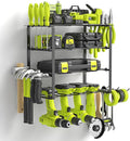 SUNALLY Power Tool Organizer, 4 Drill Holder Wall Mount, Garage Tool Organizer and Storage with Screwdriver Holder, Garage Or