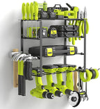 SUNALLY Power Tool Organizer, 4 Drill Holder Wall Mount, Garage Tool Organizer and Storage with Screwdriver Holder, Garage Or